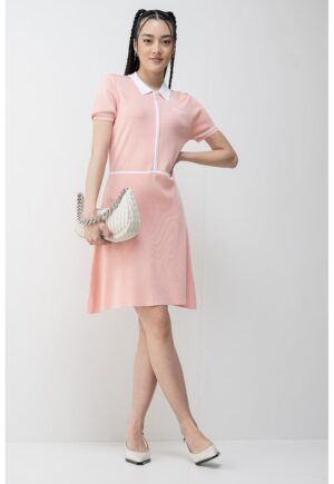 Rochie cu fenta cu fermoar pentru fitness - Alb/Roz deschis