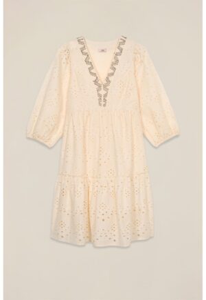 Rochie din bumbac cu broderie - Bej deschis