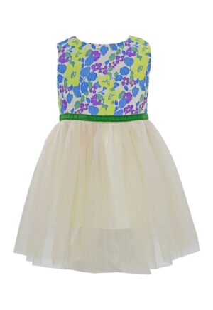 Rochie cu model floral Everly - Bej/Verde lime/Albastru