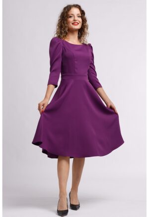 Rochie midi evazata cu fermoar - Violet
