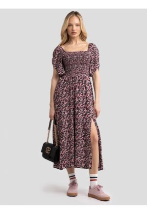 Rochie cu decolteu patrat si slit adanc Bler - Multicolor