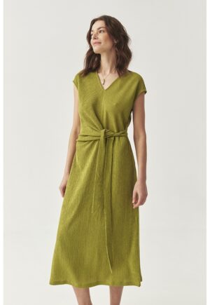 Rochie midi cu croiala avazata - Verde masliniu