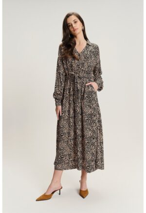 Rochie-camasa din amestec de modal si model - Negru/Bej