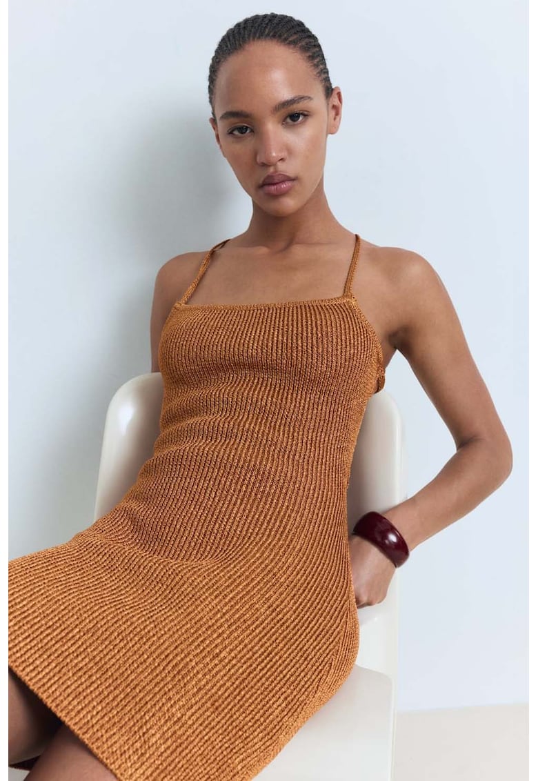 Rochie mini cu bretele incrucisate pe spate - Caramel