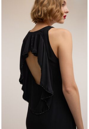 Rochie maxi cu decupaj pe partea din spate - fara maneci - Negru