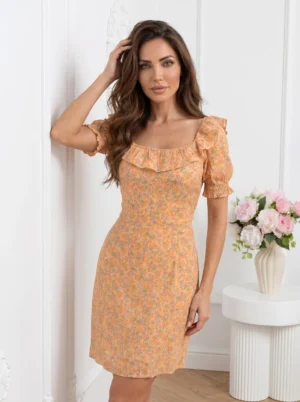 Rochie cu imprimeu floral și vol...