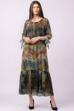 Rochie lunga din matase si vascoza