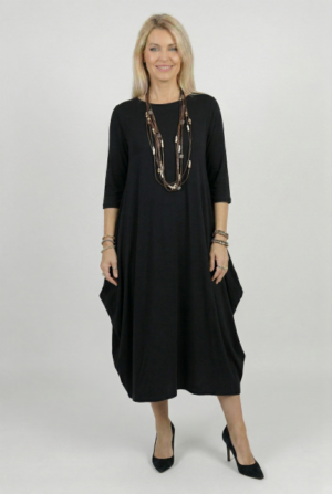 Rochie lunga neagra cu colturi laterale