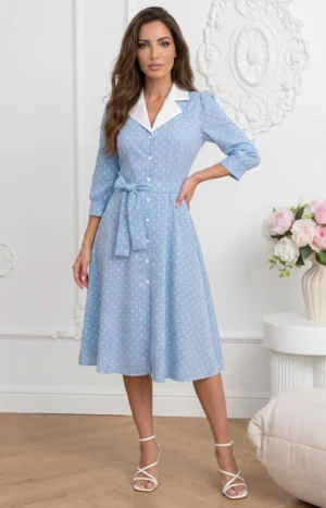 Rochie midi eleganta albastra cu...