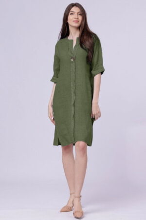 Rochie tunica din in kaki