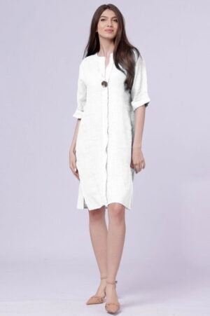 Rochie tunica din in alba
