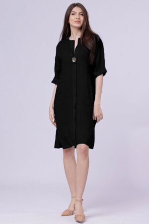 Rochie tunica din in neagra
