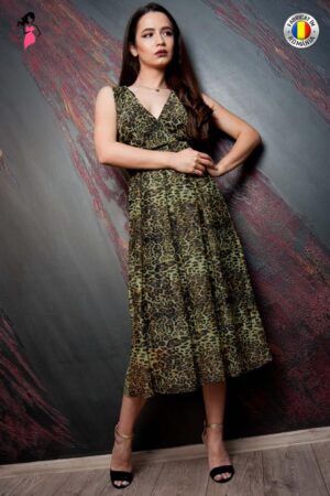 Rochie de ocazie Moze midi cu croiala clos