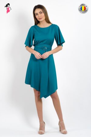 Rochie Xara de zi vaporoasa croita in clos cu lungime asimetrica