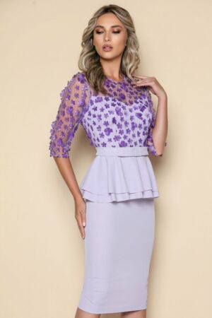 Rochie eleganta cu broderie florala 3D