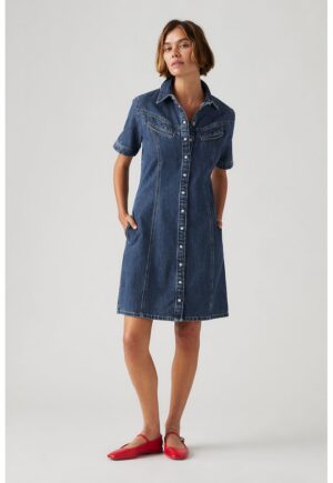 Rochie din denim cu nasturi Rinoa - Albastru melange