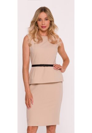 Rochie creion cu curea si basca - negru