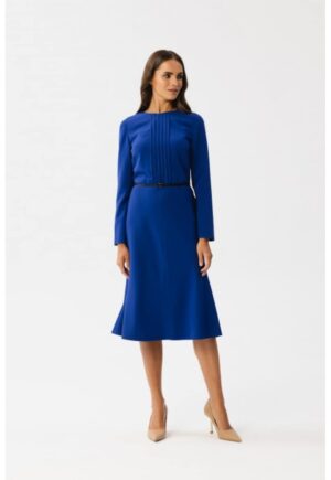 Rochie cu cusaturi decorative - - Albastru
