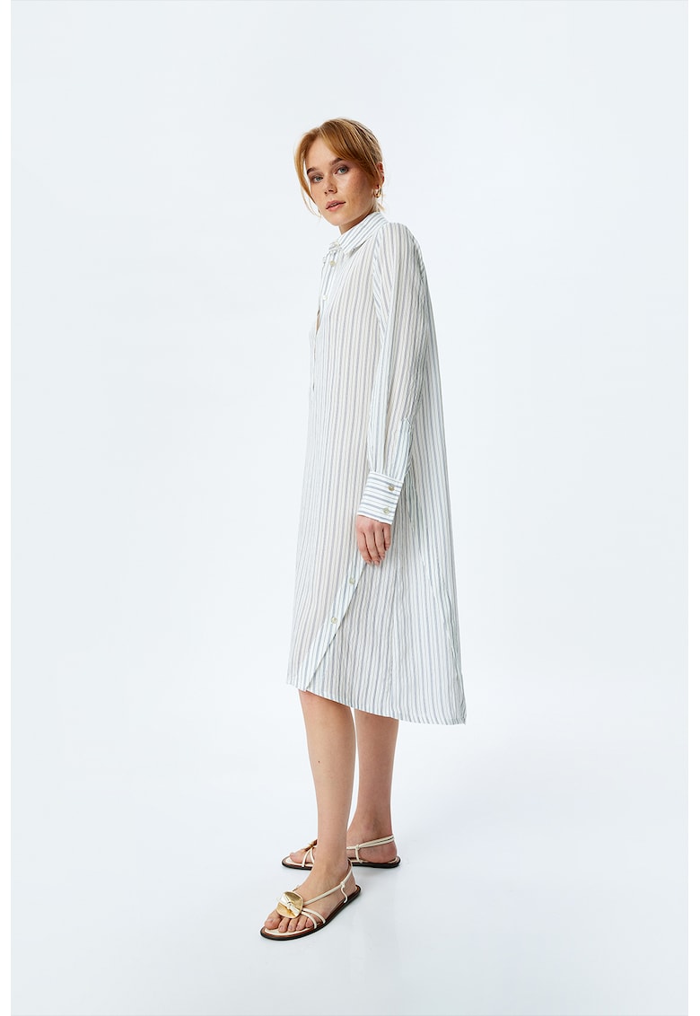 Rochie-camasa lejera - Alb/Bleumarin