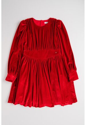 Rochie evazata si catifelata - Rosu vermillion