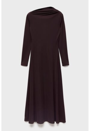 Rochie midi cu decolteu drapat - Visiniu