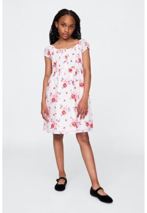 Rochie cu imprimeu floral - Rosu/Alb murdar