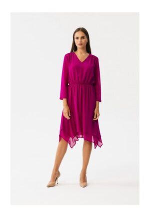 Rochie dama asimetrica -  Spumados - Burgundia - Visiniu