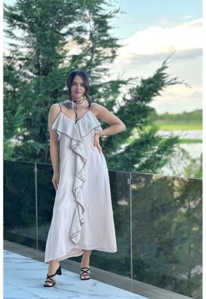 Rochie din amestec de bumbac - Roz pal