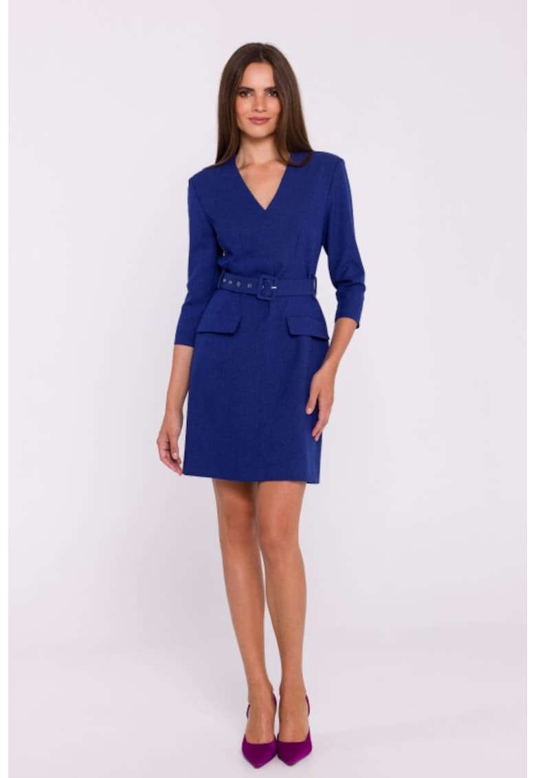Rochie simpla cu curea in talie - Albastru