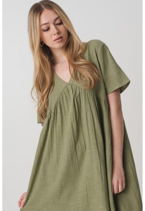 Rochie lejera cu maneci scurte - Verde feriga