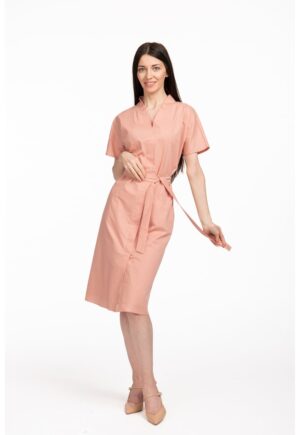Rochie de bumbac cu buzunare laterale Vanessa - Portocaliu pal