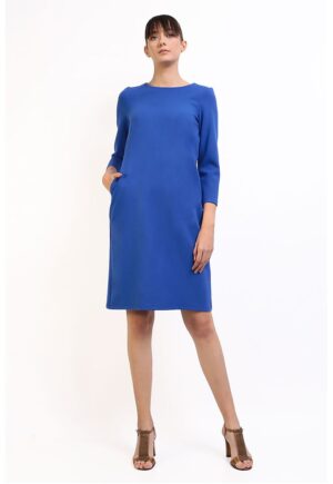 Rochie dreapta cu buzunare - Albastru royal