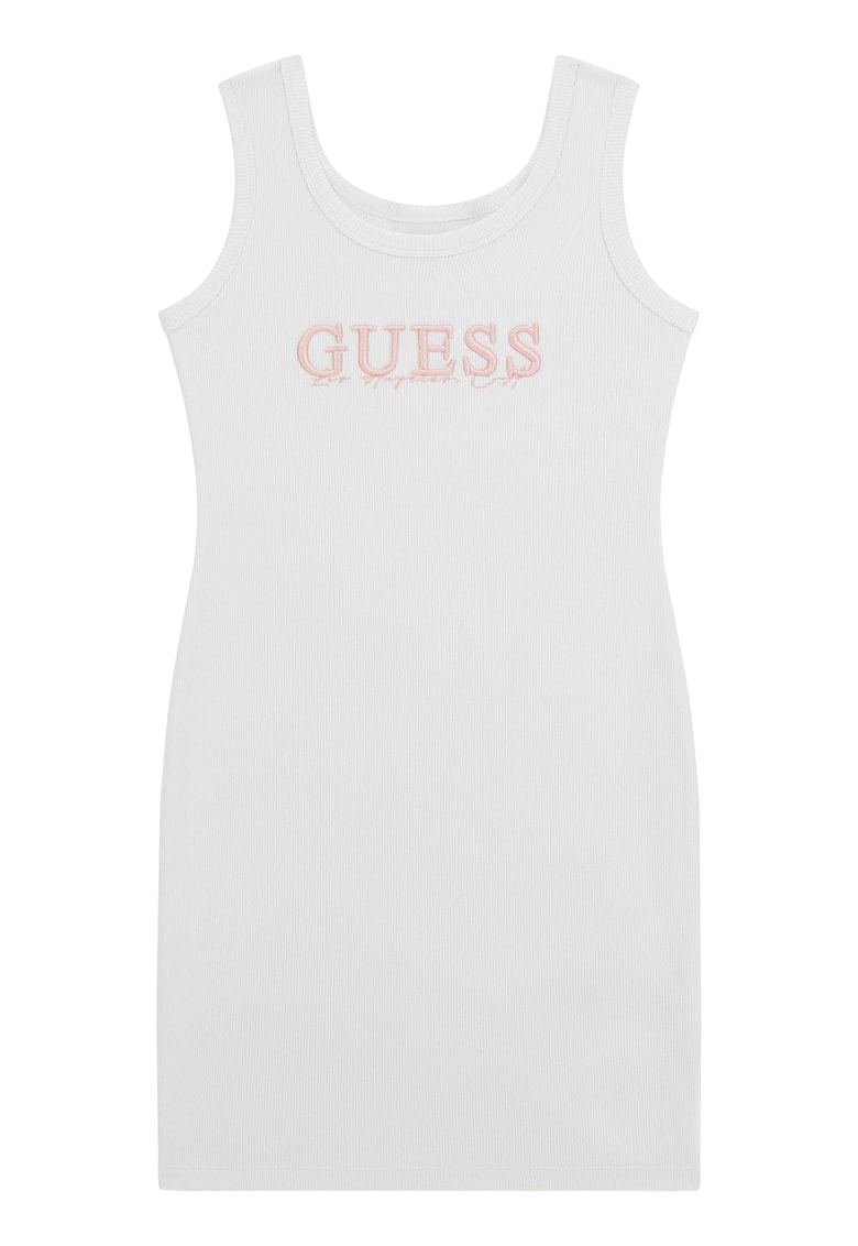 Rochie cambrata cu logo brodat - Alb/Roz