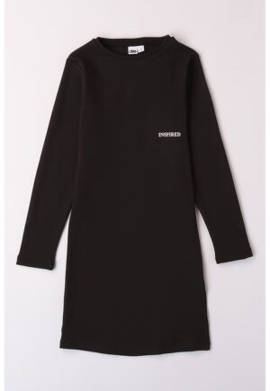 Rochie cu decolteu la baza gatului si maneci lungi - Maro inchis