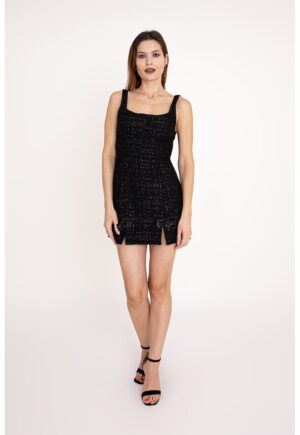Rochie scurta cu croiala cambrata Nerissa - Negru