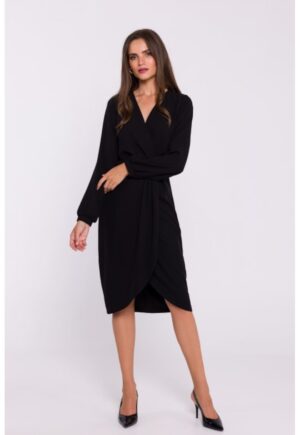 Rochie tip furou cu pliuri pe fata - Negru