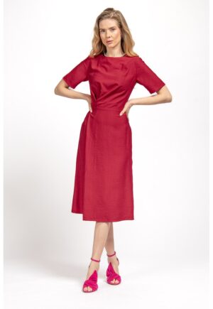 Rochie midi cu croiala in A - Rosu