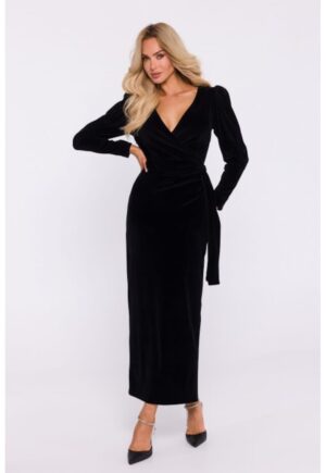 Rochie de seara maxi din velur - Negru