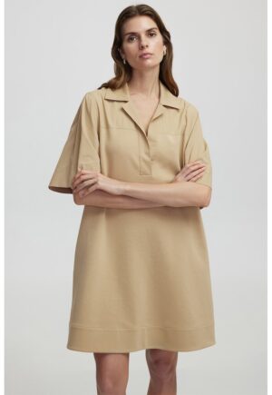 Rochie scurta supradimensionata cu buzunare laterale - Maro camel