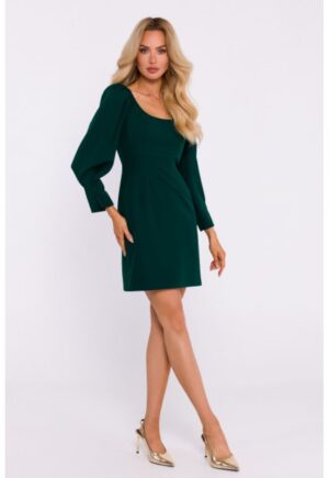 Rochie mini cu decolteu adanc - - Verde sticla