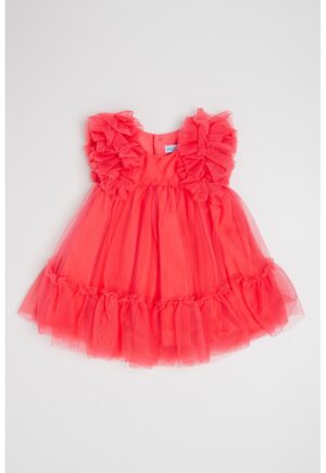 Rochie cu croiala in A si model floral - Fucsia