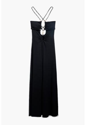 Rochie midi cu decupaje frontale - Negru
