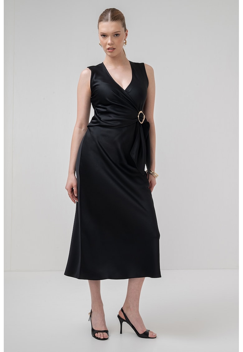 Rochie midi cu decolteu in V Titano - Negru