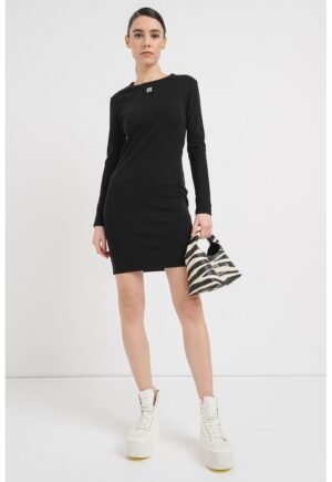 Rochie de bumbac cu maneci lungi - Negru