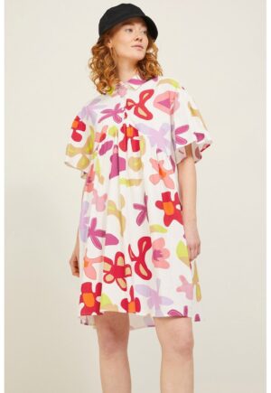 Rochie supradimensionata cu model floral - Fucsia/Lila/Alb optic