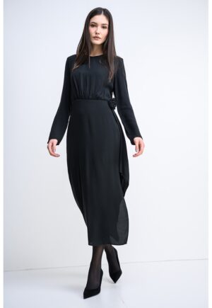 Rochie midi cu terminatie asimetrica Kadele - Negru