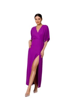 Rochie maxi cu taietura frontala - - Violet