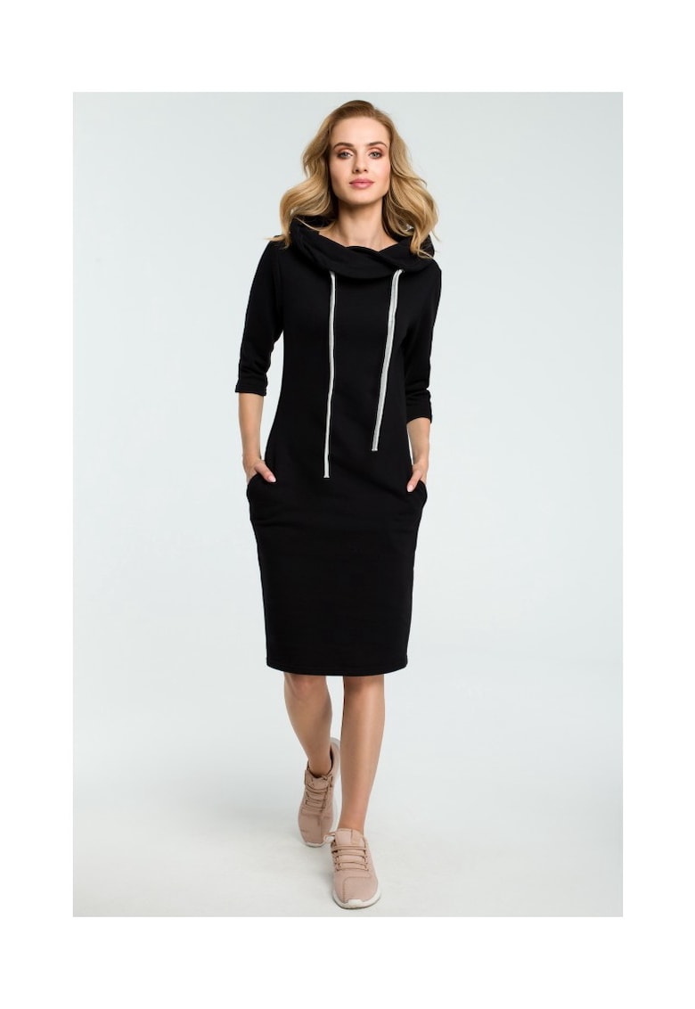 Rochie de trening dreapta cu guler - Negru