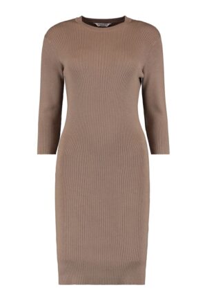 Rochie cambrata cu aspect striat - Maro taupe