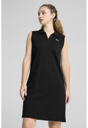 Rochie din amestec de bumbac cu guler polo - Negru
